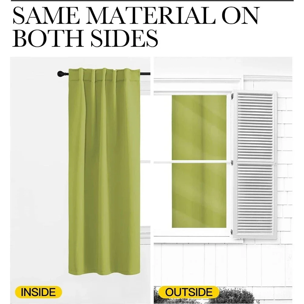 NICETOWN Grass Green Blackout Curtains 52x95 Set of 2 Window Panels 84
